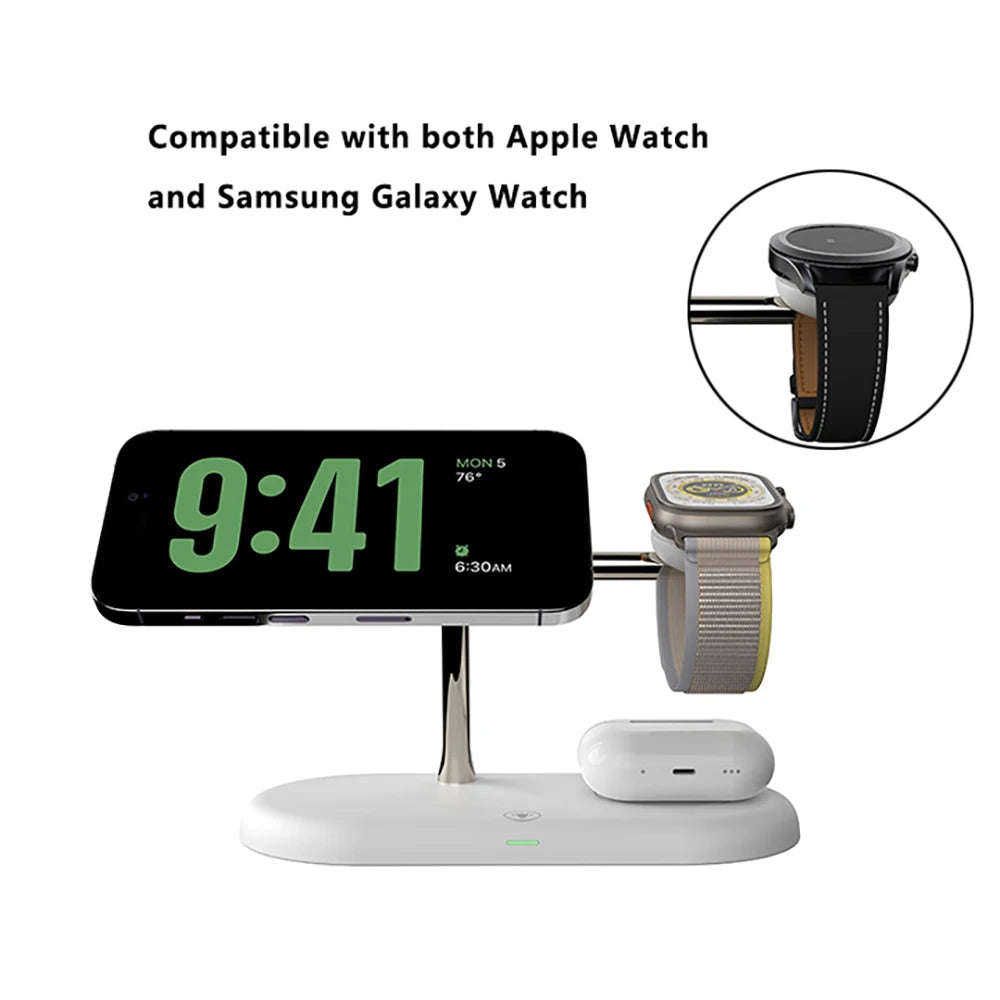 3 in 1 Wireless Charger Stand For iPhone 12/13/14/15/16/17 Fast Charging Station for Apple Watch 10 9 8 7 6 5 4 Airpods 2 3 Pro