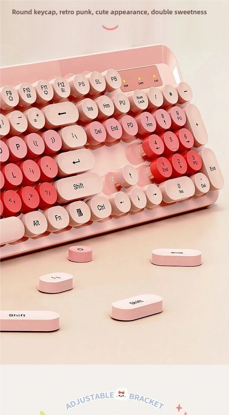 Green Wireless Keyboard And Mouse Set Punk Desktop Laptop Office Color Fingerboard