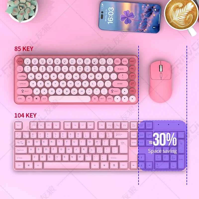 Friwol BT185 Bluetooth Wireless Keyboard Mouse Set Punk Keycap Laptop Desktop Office Mute Keyboard Mechanical Feel