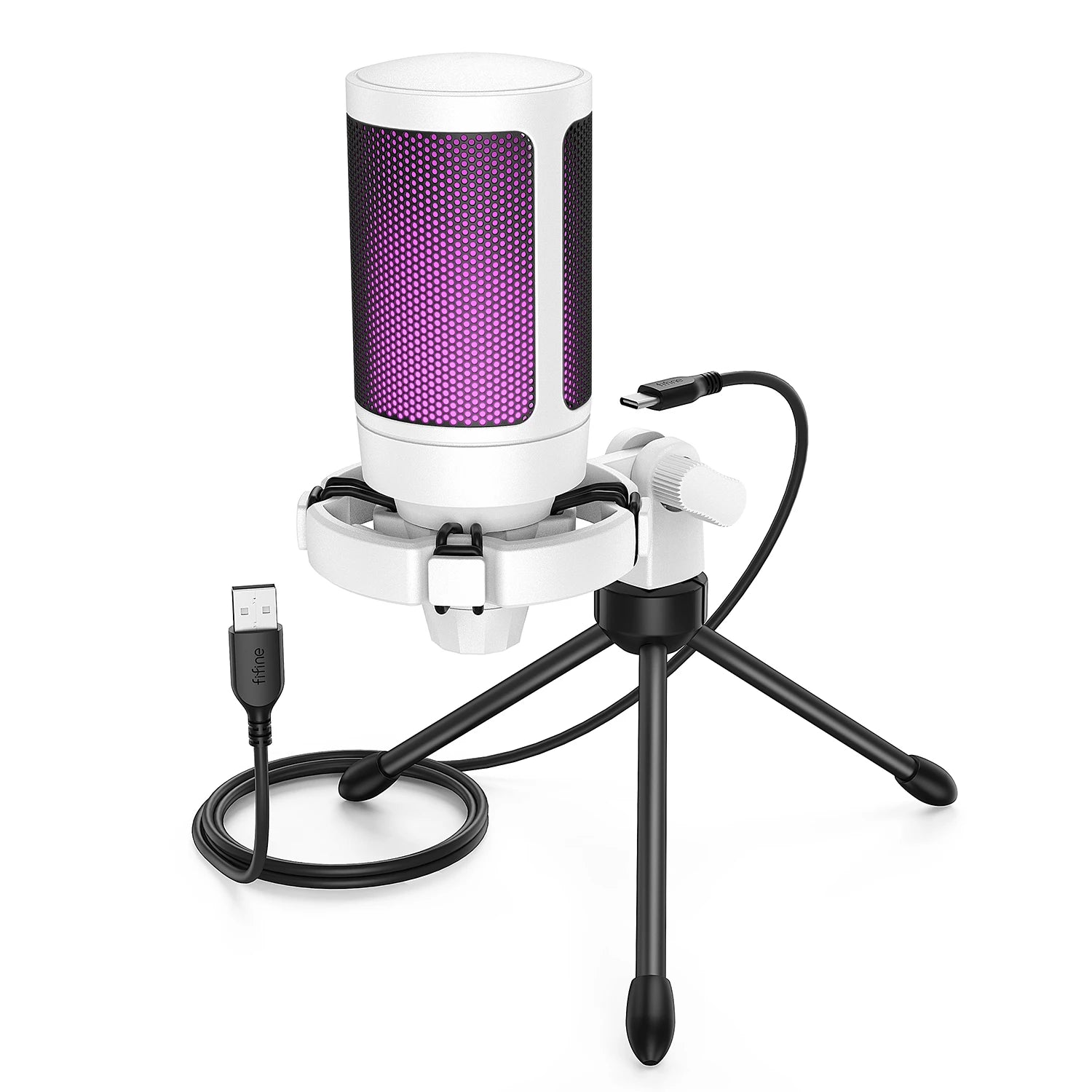 AmpliGame by FIFINE RGB USB Gaming Microphone with Light-touch Mute,Condenser Mic with Tripod for PC,PS4/5,Laptop Streaming-A2 - WinSupport Tech