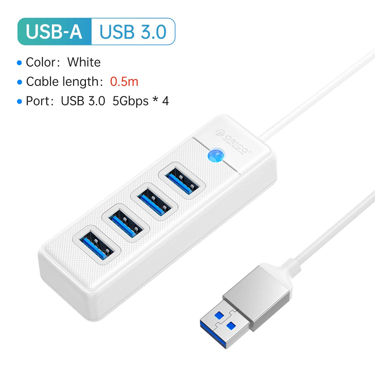 ORICO-Multi Type C Splitter 4 Ports USB 3.0 HUB 5Gbps High Speed OTG Adapter for PC Computer Accessories Macbook Pro