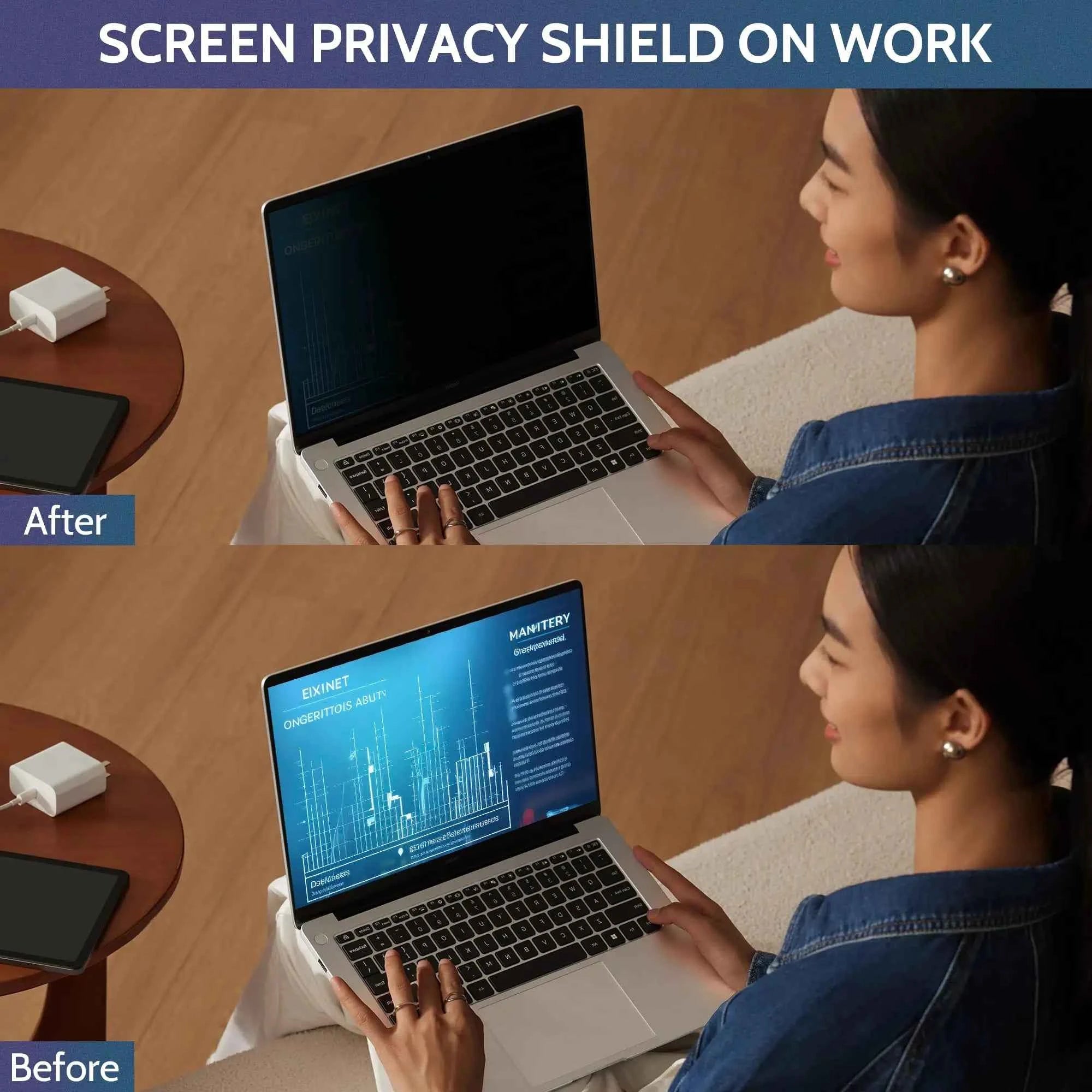 15.6 Inch Laptop Privacy Screen Filter Blue Light Blocking Anti-Glare for 16:9 Laptop Compatible with HP Dell Lenovo ASUS Acer