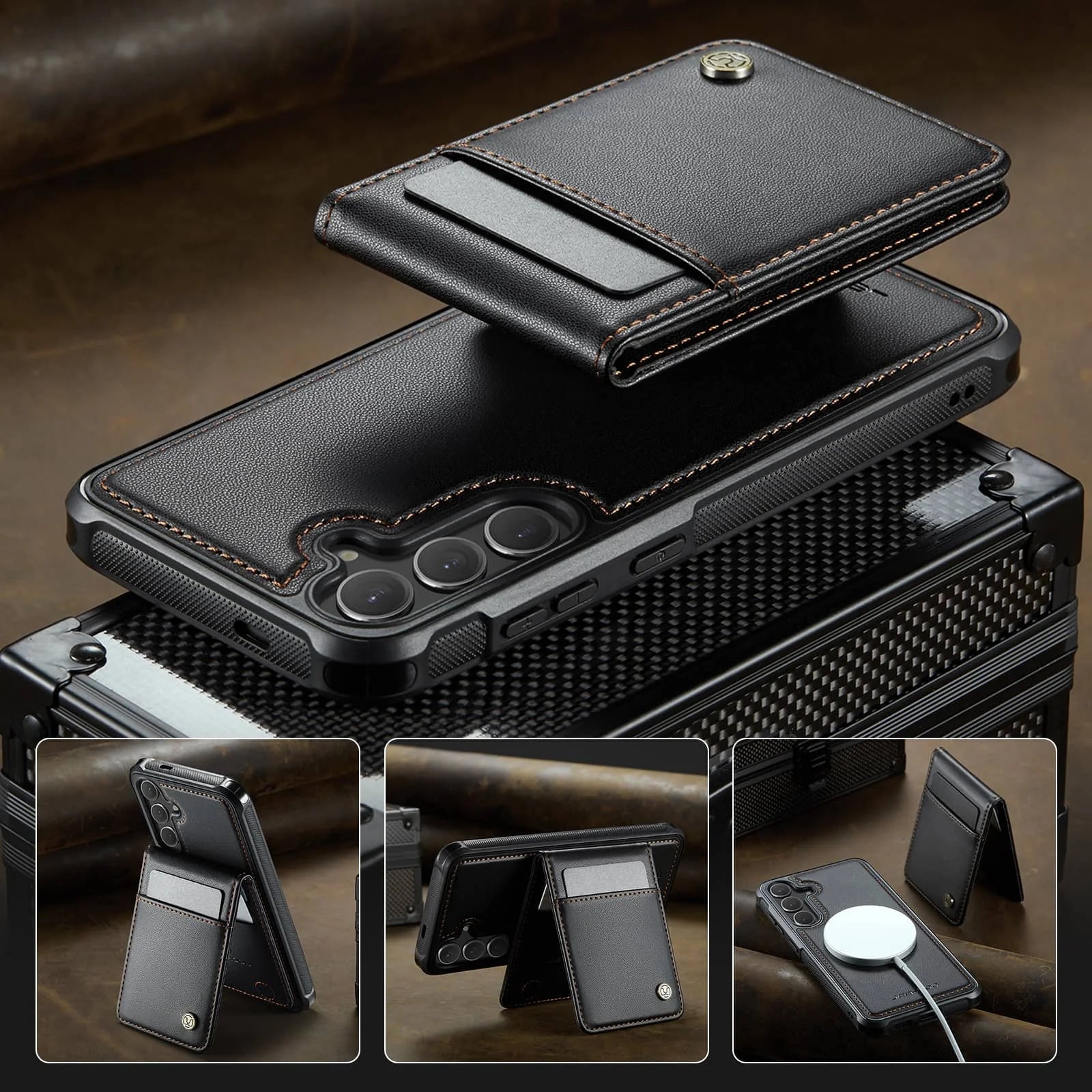Magnetic 2 in 1 Detachable for Samsung Galaxy S25 S24 Ultra Wallet Case with Card Holder, Magnetic Flip Kickstand Credit Slots