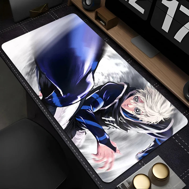 Mouse Pad Japan Anime Blue Lock Nagi Seishiro Mousepad PC Gamer Keyboard Rug Black And White Laptop Gaming Accessories Desk Mat