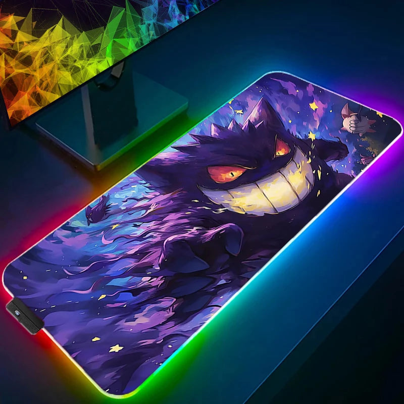 LED Light Mouse Pad Desk Mat G-gengar P-Pokémon, Computer Mousepad Backlight, Keyboard mat, Gaming Mouse Pad, RGB Carpet - WinSupport Tech
