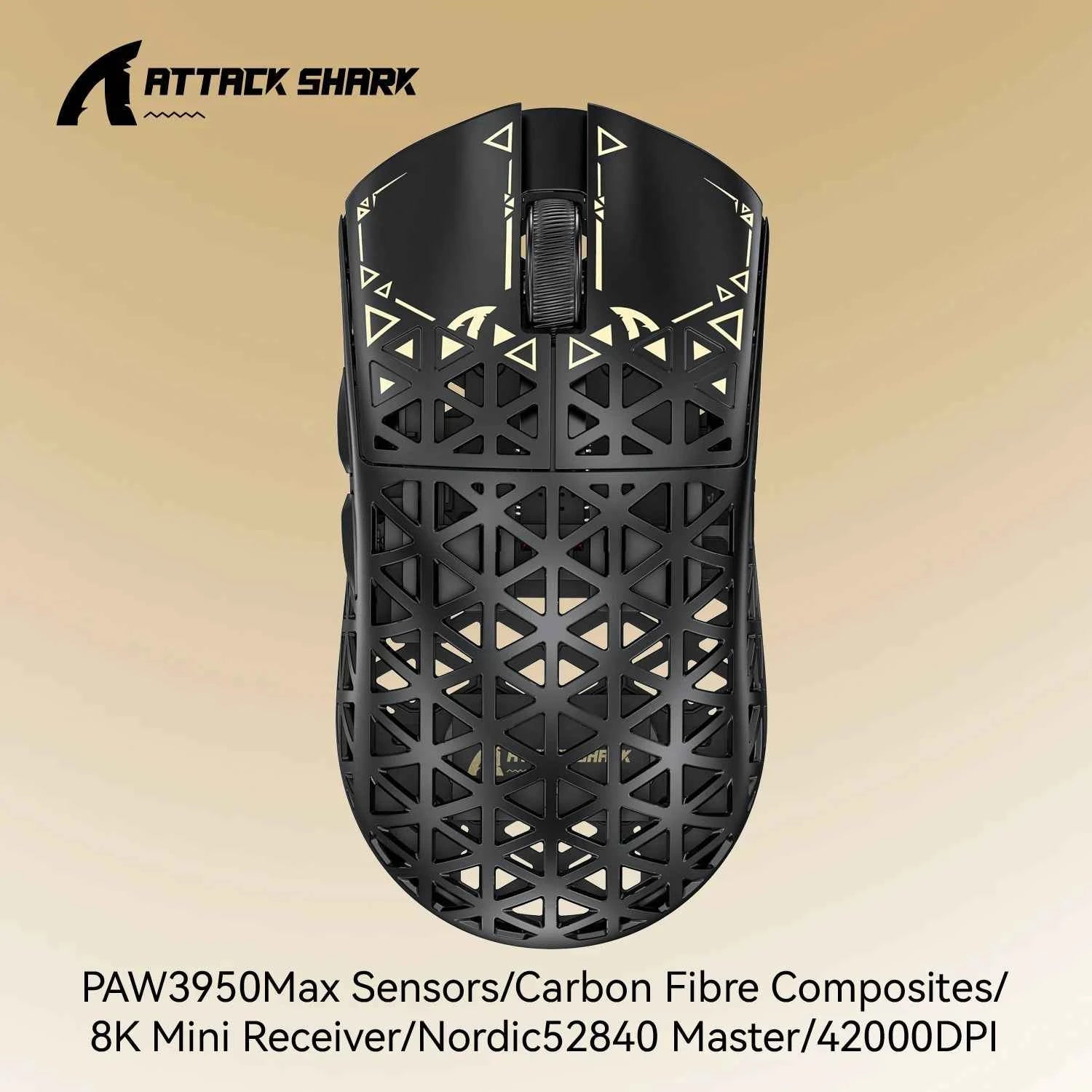 True Wireless 8K ATTACK SHARK R5 Ultra Gaming Mouse Eco-friendly Carbon Fiber Composite,PAW3950Max Sensor,Nordic52840 Controller
