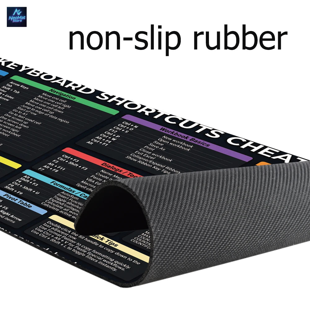 excel cheat sheet 80x30cm desk mat large mouse pad office accessories computer table mat rubber anti slip carpet Desk protector keyboard pad