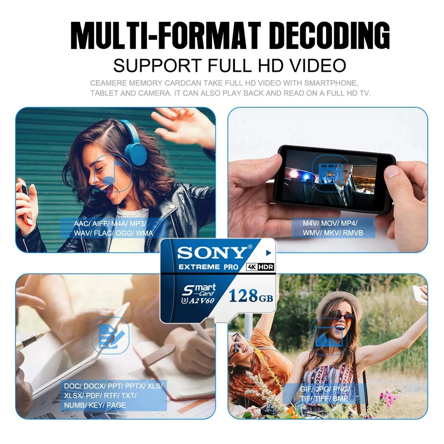 Sony microSDXC Memory Card – U3 V60 A2 High-Speed Storage (64GB–1TB)