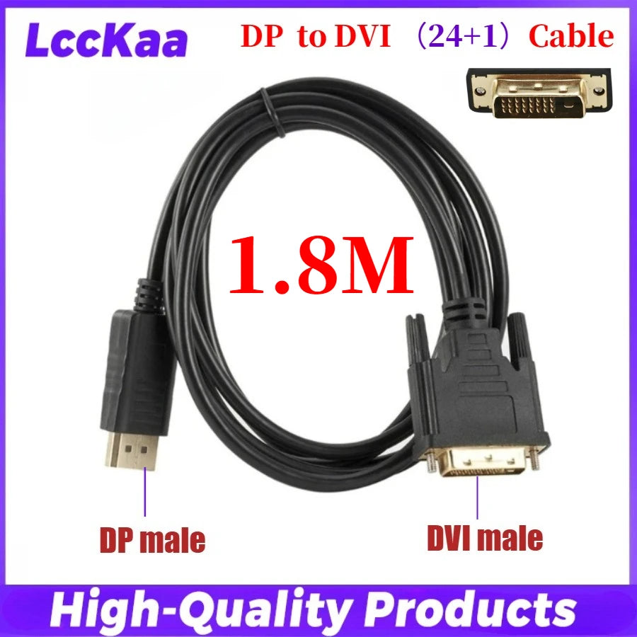 1.8M DisplayPort To DVI Cable 0.25M DP To DVI Adapter for Desktop Laptop PC TV Dell Asus Monitor Projector DisplayPort Cable - WinSupport Tech