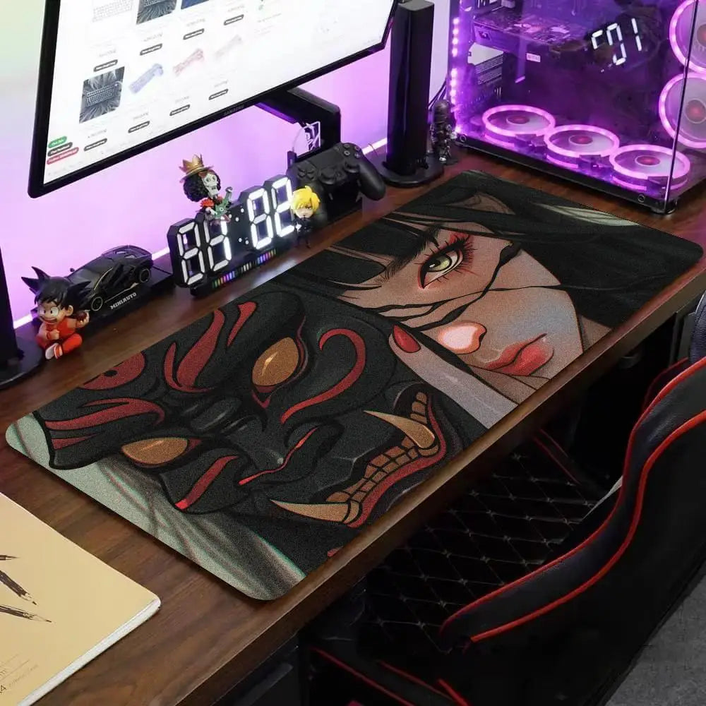 Mask anime girl Mouse Pad Large Computer Office Game Table Mats XXL Rubber Anti-slip Gaming Keyboard Mousepads Long Desk Pads