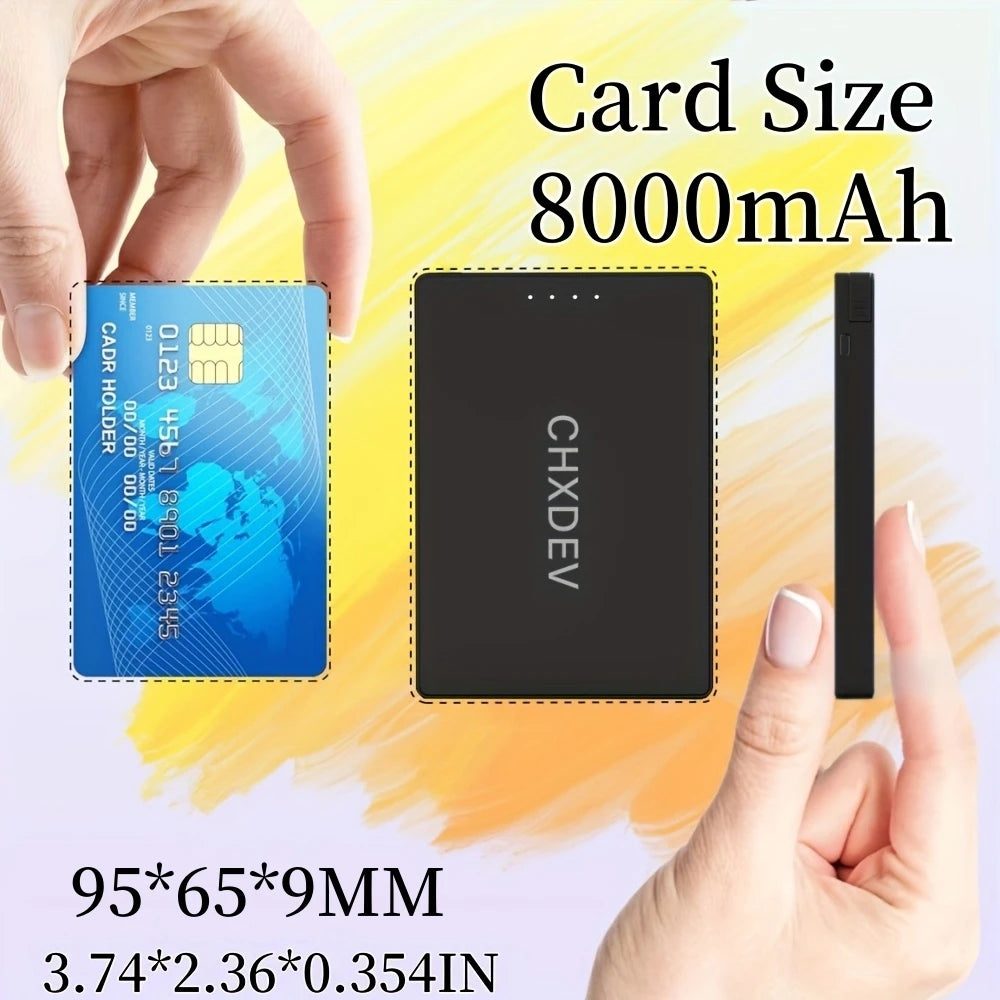 CHXDEV Ultra-Thin Magnetic Power Bank Ultra-Slim 8000mAh Charger , Mini Power Banks For Card Holder Wallet, For IPhone XIAOMI