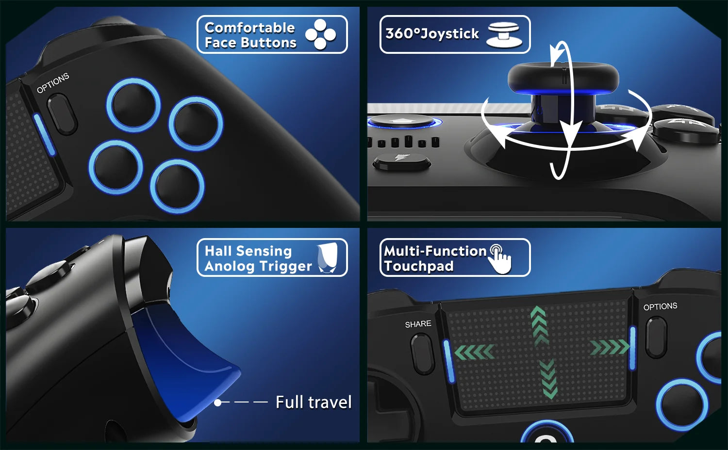 Original QRD Spark N5 Wireless Controller For PS4/PS3/IOS/Android/PC Hall Joystick Vibration Effect For PS5 Via Converter