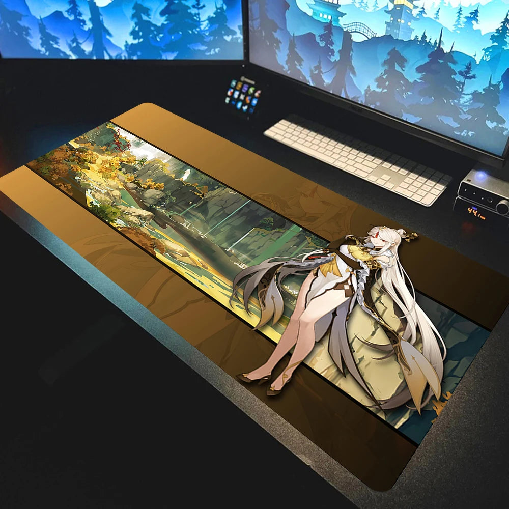 Anime Mousepad Genshin Impact Mouse Pads Gamer Mat Xxl Pc Accessories Desk Protector Keyboard Pads Computer Desks Gaming Mats