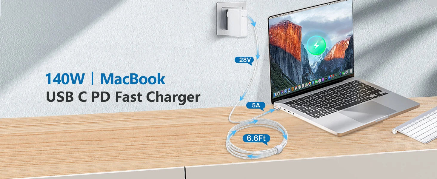 140W USB C to Magnetic 3 Cable, Charger for Mac Book Pro 16,15,14,13 inch,2021-2023 M1 M2 Mac Book Air Laptop Power Adapter