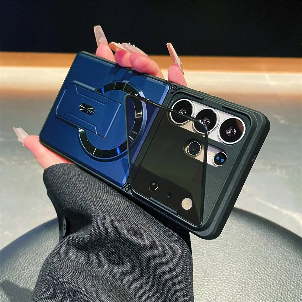 Fashion Lens Protection Case for Samsung Galaxy S26 S25 S24 S23 Ultra A57 A56 A37 A36 A17 A16 Invisible Kickstand Magnetic Cover