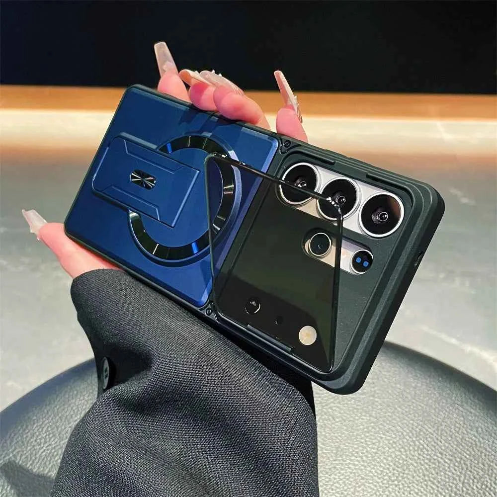 Fashion Lens Protection Case for Samsung Galaxy S26 S25 S24 S23 Ultra A57 A56 A37 A36 A17 A16 Invisible Kickstand Magnetic Cover