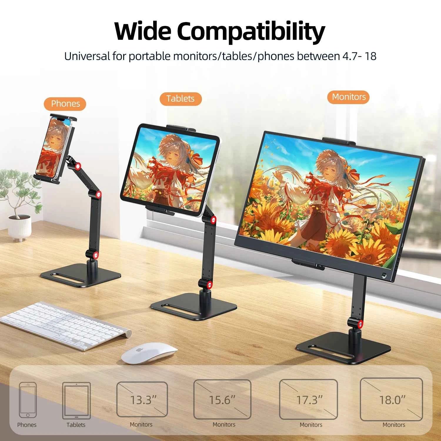 UPERFECT  360° Adjustable Portable Monitor Holder Metal Stand for 4.7-18 Inch Screen No Drilling Vesa Laptop Gaming Expandable
