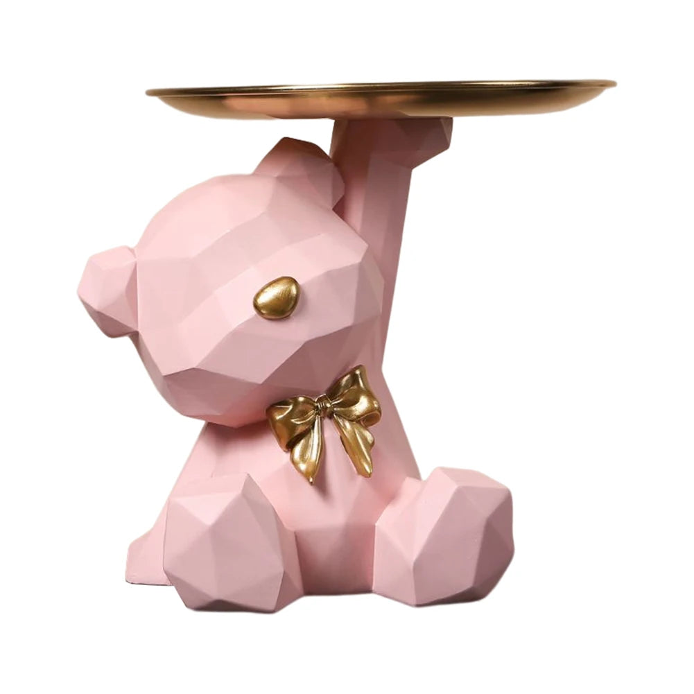 Resin Storage Box Crafts Geometric Bear Resin Desk Decoration Candy Sundries Household Supplies for Office Coffee Shop