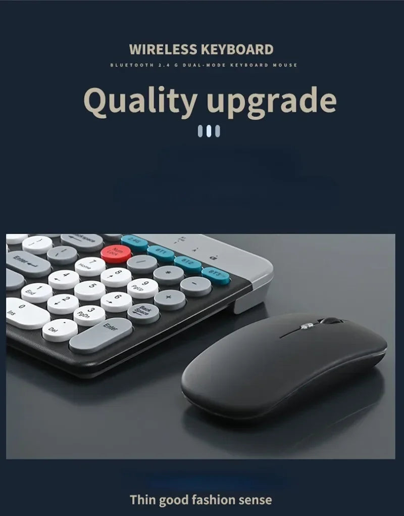 2.4G Wireless Keyboard Mouse Combo Portable Bluetooth Colorful Keyboard Rechargeable Silent for Tablet Laptop Desktop Computer