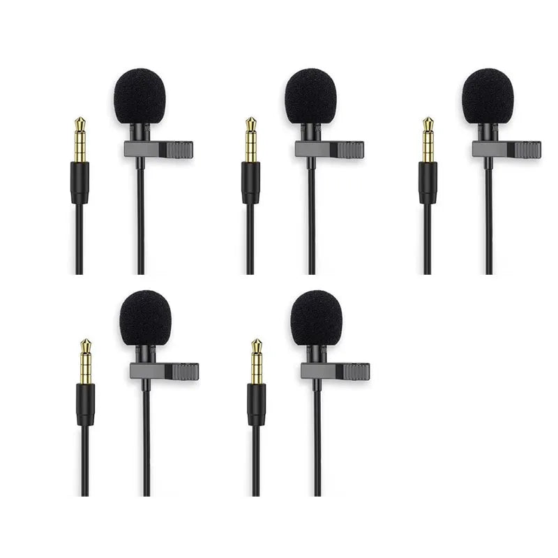 1/3/5pcs Portable 3.5mm/Type C Mini Microphone For Phone Clip-On Lapel Lavalier Professional Mic For PC Laptop Mobile Microphone