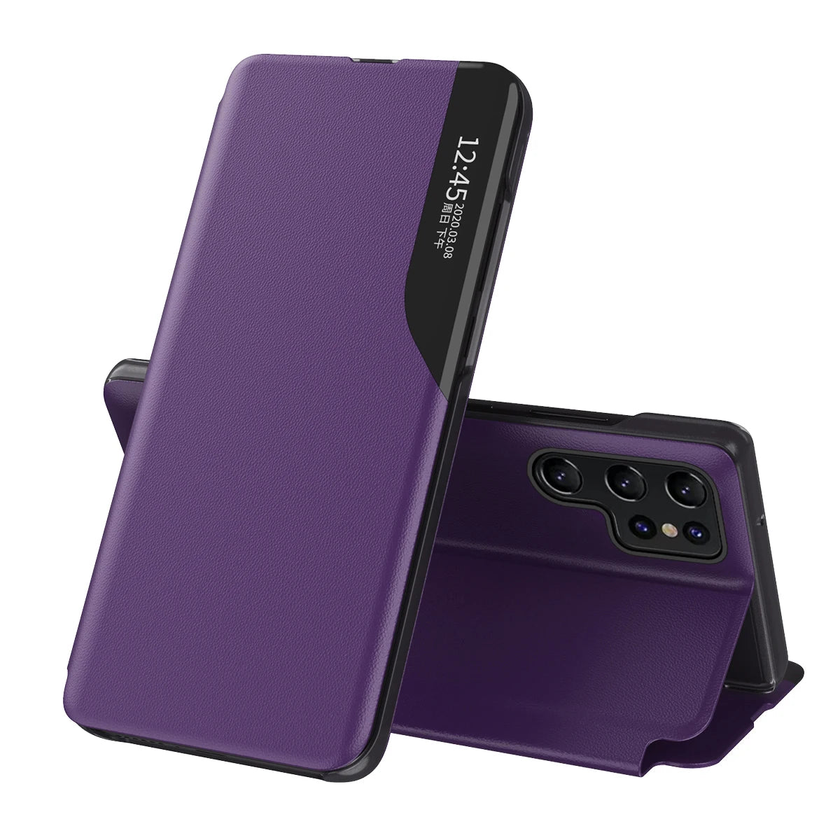 Smart View Window Leather Flip Phone Case with Kickstand For Samsung S26 Ultra S25 Edge S24 S23 S21 S20 FE S22 Plus + Note 20