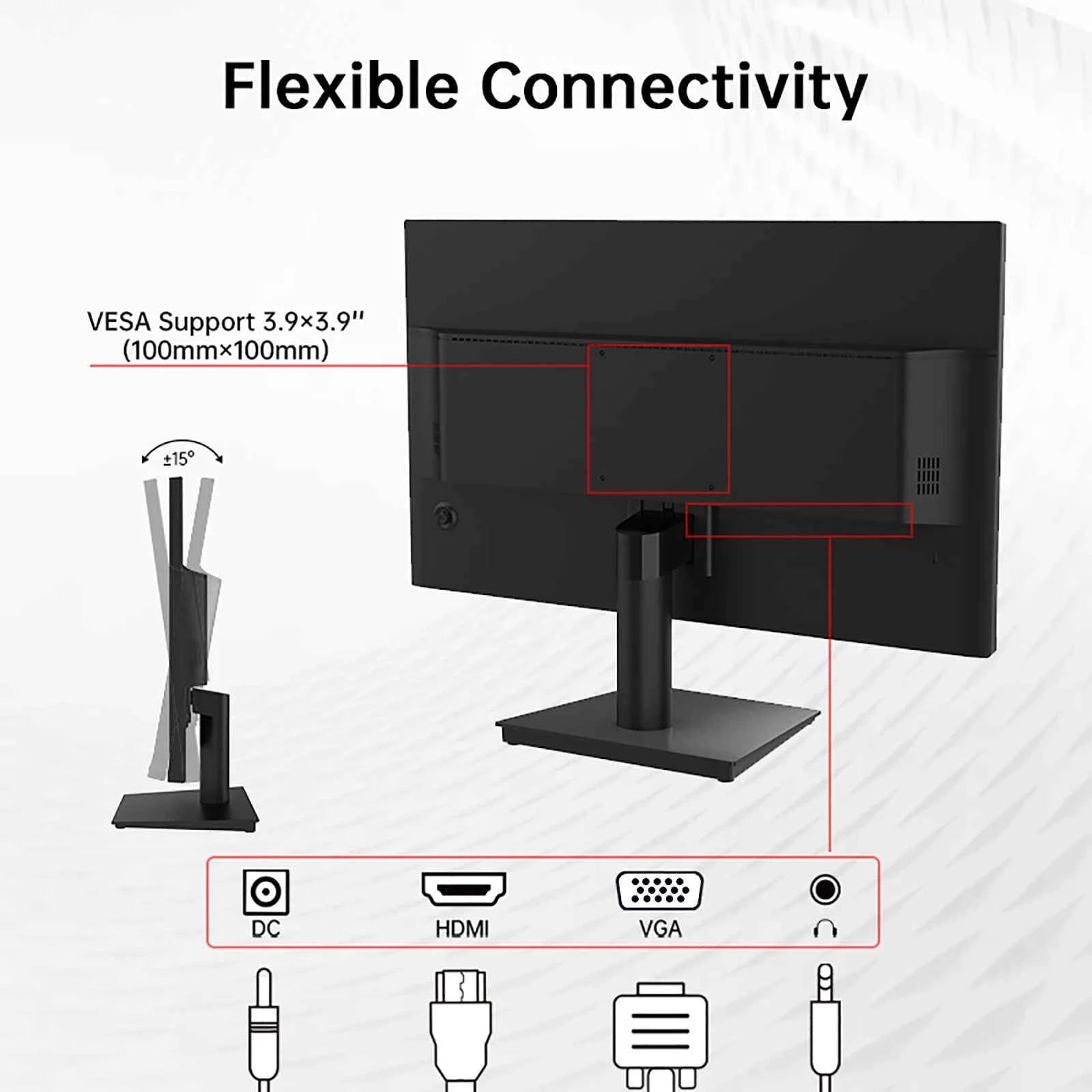 24 inch 1080P Monitor 100Hz, FreeSync Gaming Moniter, PC Monitors for Office, HDMI, VGA, Earphone Ports, HDR10, ZeroFrame Design