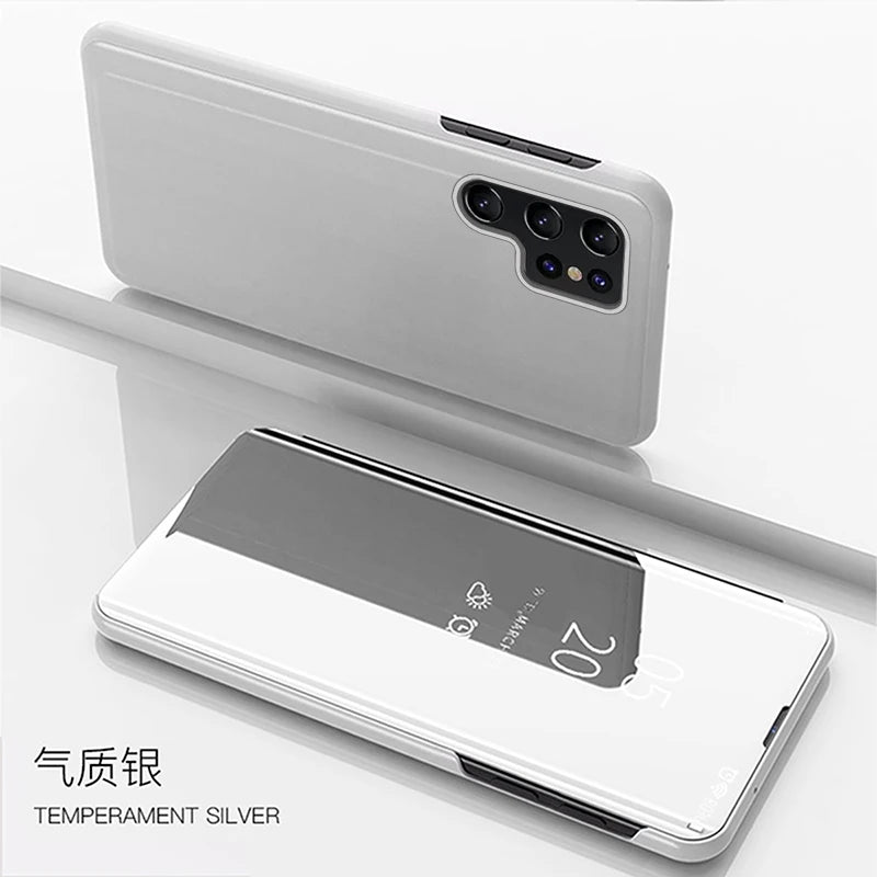 For Samsung Galaxy S24 Ultra 5G Case View Mirror Flip Stand Phone Case For Samsung S24 + Plus S 24 Ultra Shockproof Back Cover
