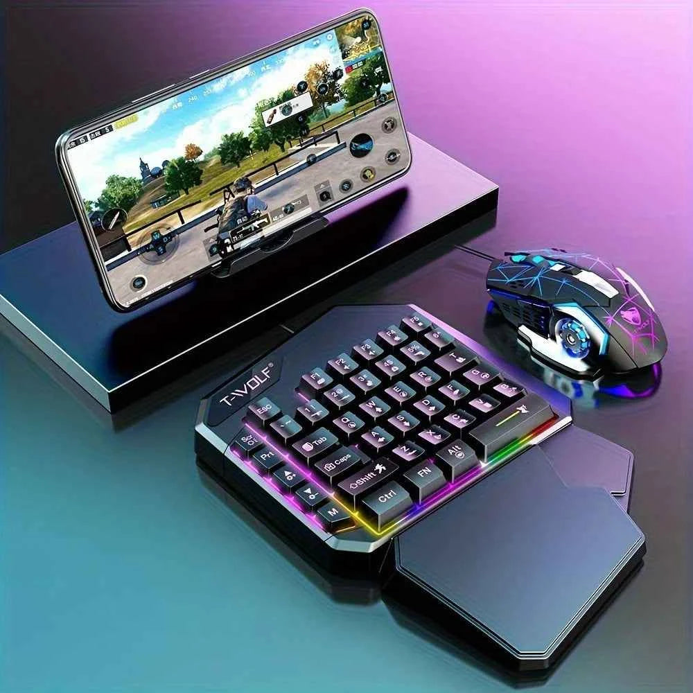 2 in1TF900 Gaming Keyboard and Mouse Set Ergonomic Wireless Gaming Keyboard 7 RGB Backlighting,  for PUBG Mobile Games /Laptop