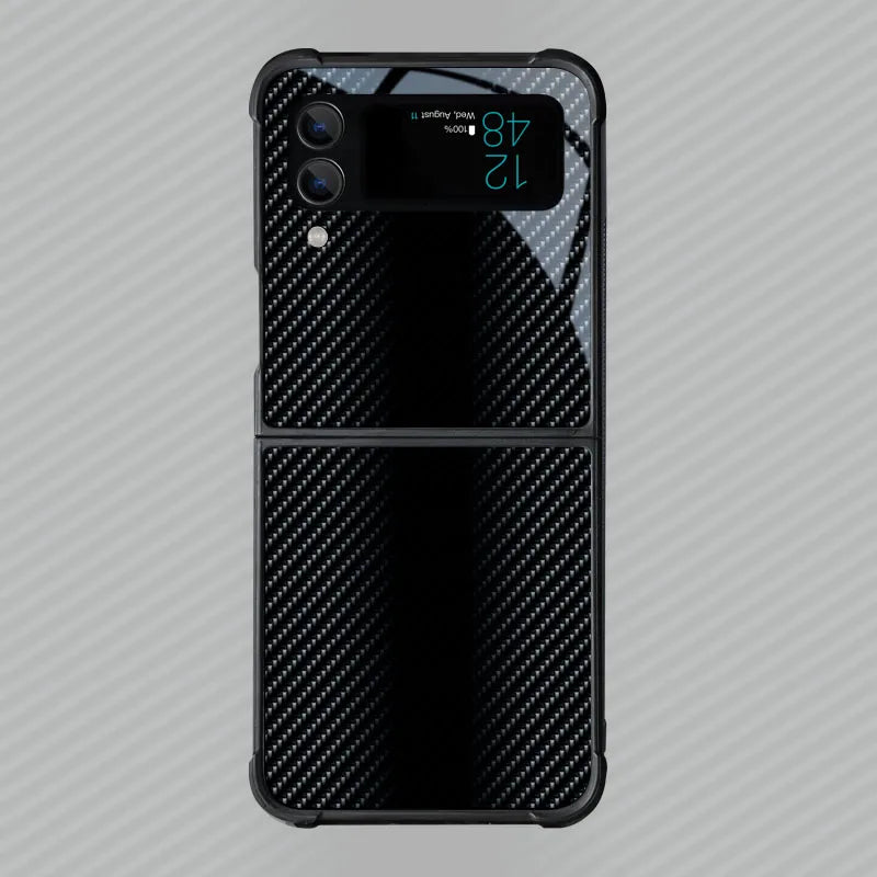 Carbon Fiber Pattern Case For Samsung Galaxy Z Flip4 Z Flip 7 6 5 3 5G 3 4 Drop Tested Protection Colorful Phone Cover Glossy