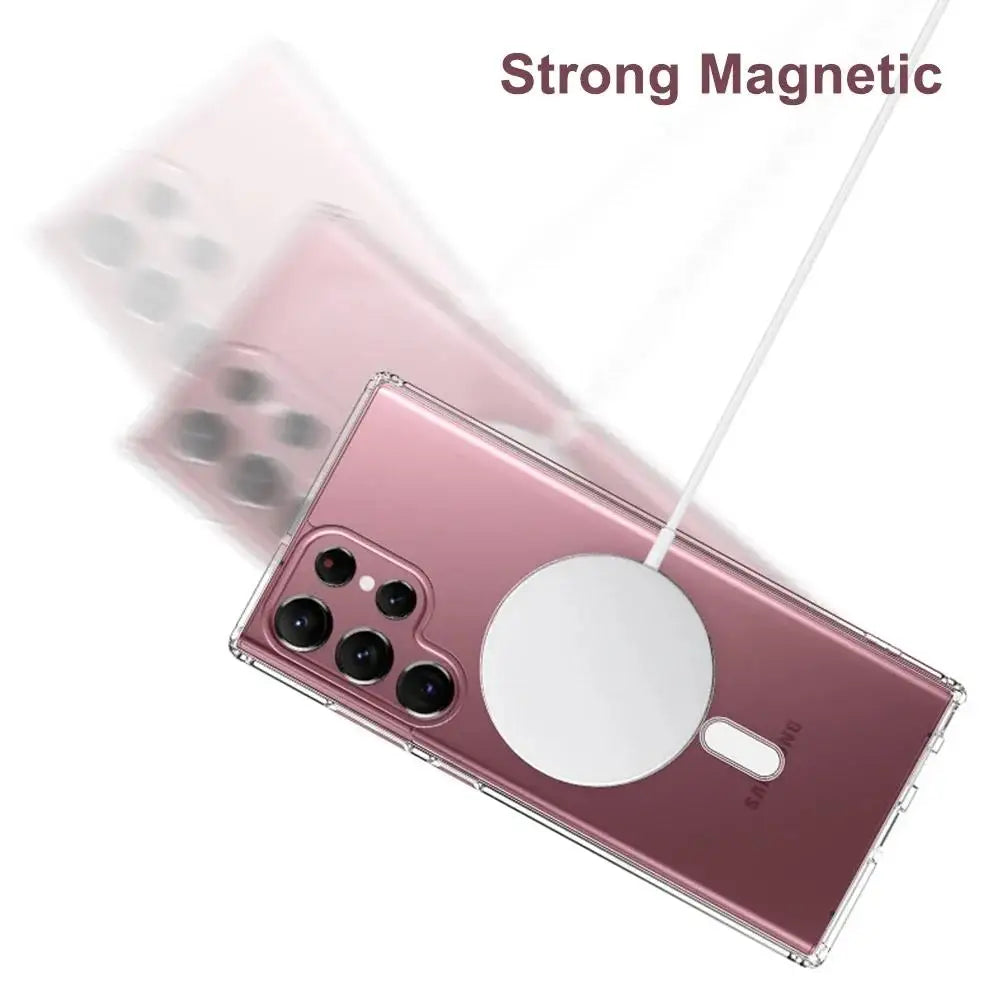 Magnetic Magsafe Wireless Charge Case for Samsung Galaxy S26 S25 S24 S23 Plus S23 22 21 20 FE Ultra edge Clear Shockproof Cover