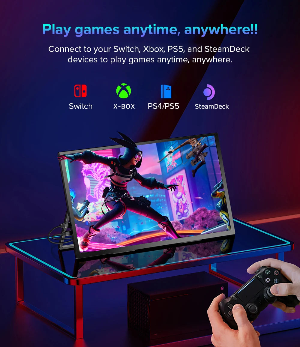 UPERFECT 18.4 Inch 4K UHD Portable Gaming Monitor HDR 3MS FreeSync IPS HDR Computer Display Bulit in Dual Speakers VESA OSD Menu