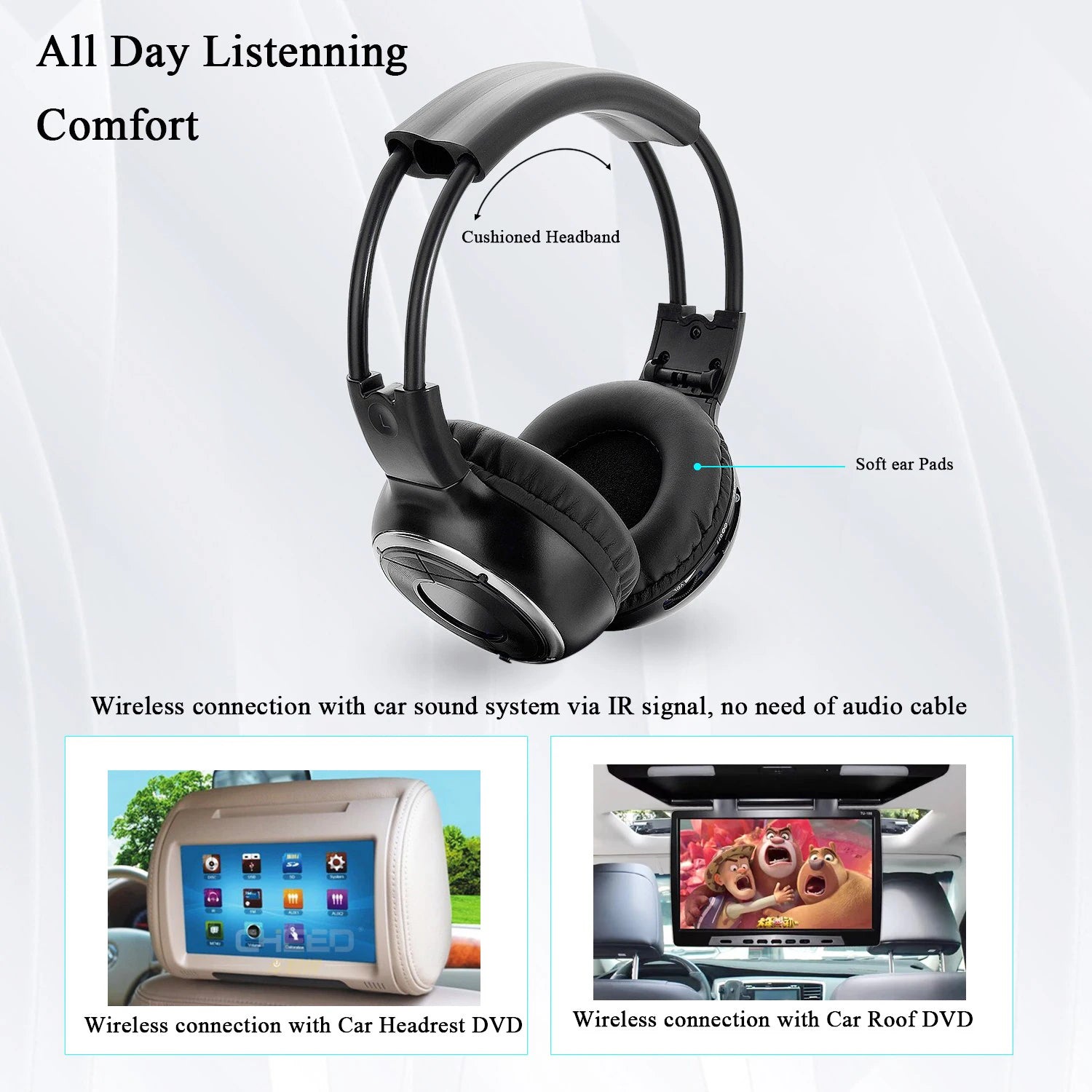 Infrared Stereo Headset  IR headphone Roof Dvd or Headrest Dvd Player Two Channels for Car and TV use