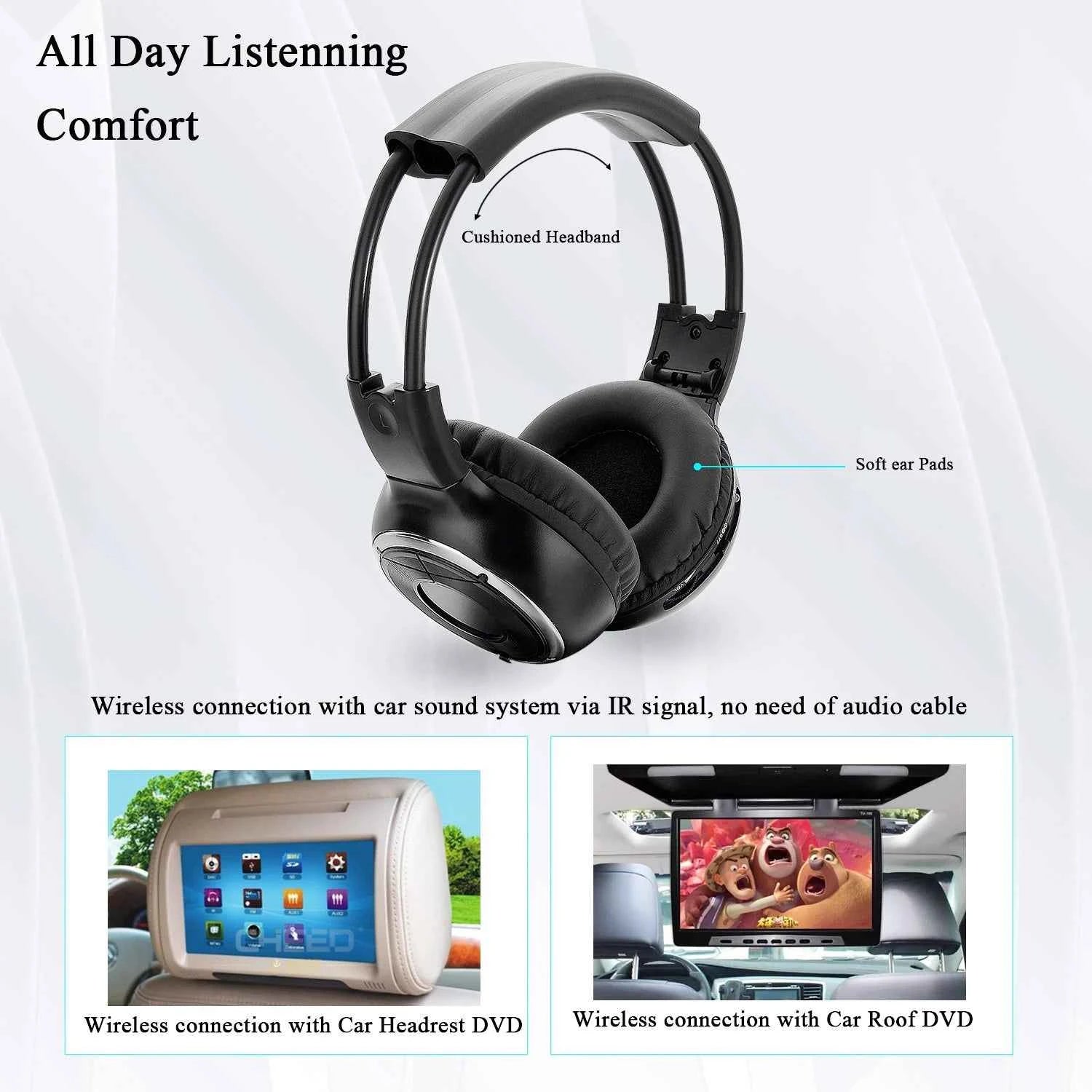 Infrared Stereo Headset  IR headphone Roof Dvd or Headrest Dvd Player Two Channels for Car and TV use