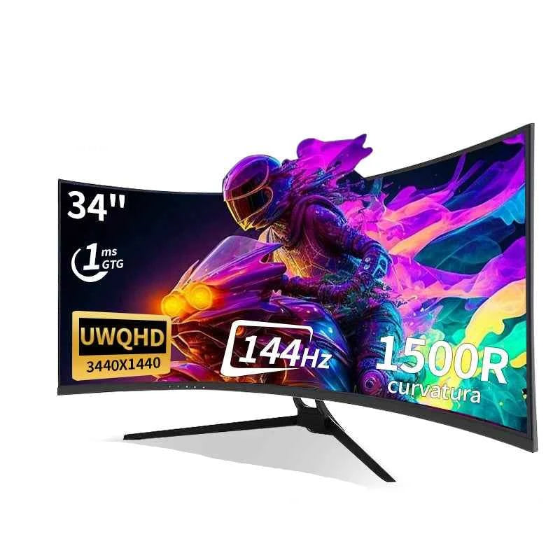 Gawfolk Monitor 34'' 144Hz Bandfish Screen Curved 1500R Gaming Bezel-less Slim 400HDR Nits 100% SRGB Wide Color Gamut FAsT VA Te