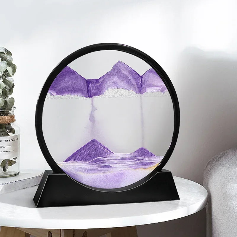 3D Sandscape Moving Sand Art Picture Round Glass Deep Sea Hourglass Quicksand Craft Flowing Sand Painting Office Home Decor Gift