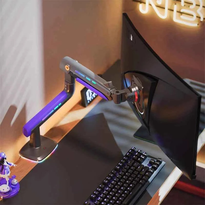 NB G60 E5 F5 Gaming Monitor Arm 32-60 Inch Curved Arc Screen Desktop 2-20kgs Ultra Wide Monitor Holder Mount with RGB Light