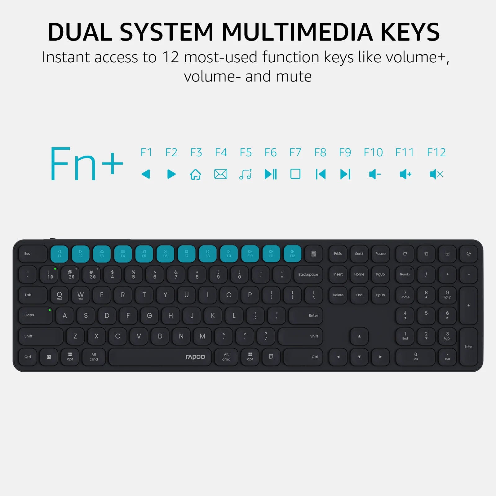 Rapoo 9560M Wireless Keyboard and Mouse Combo E9550L USB-C Rechargeable 110-Key Ultra-Thin Keyboard and MT760SE Wireless Mouse