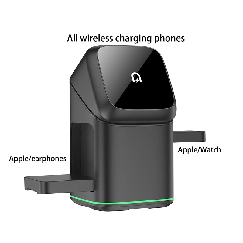 Qi2 15W 3-in-1 Magnetic Wireless Charger Stand Fast Charging For iPhone 14 15 16 17/AirPods Charger Touch Auto Rotation