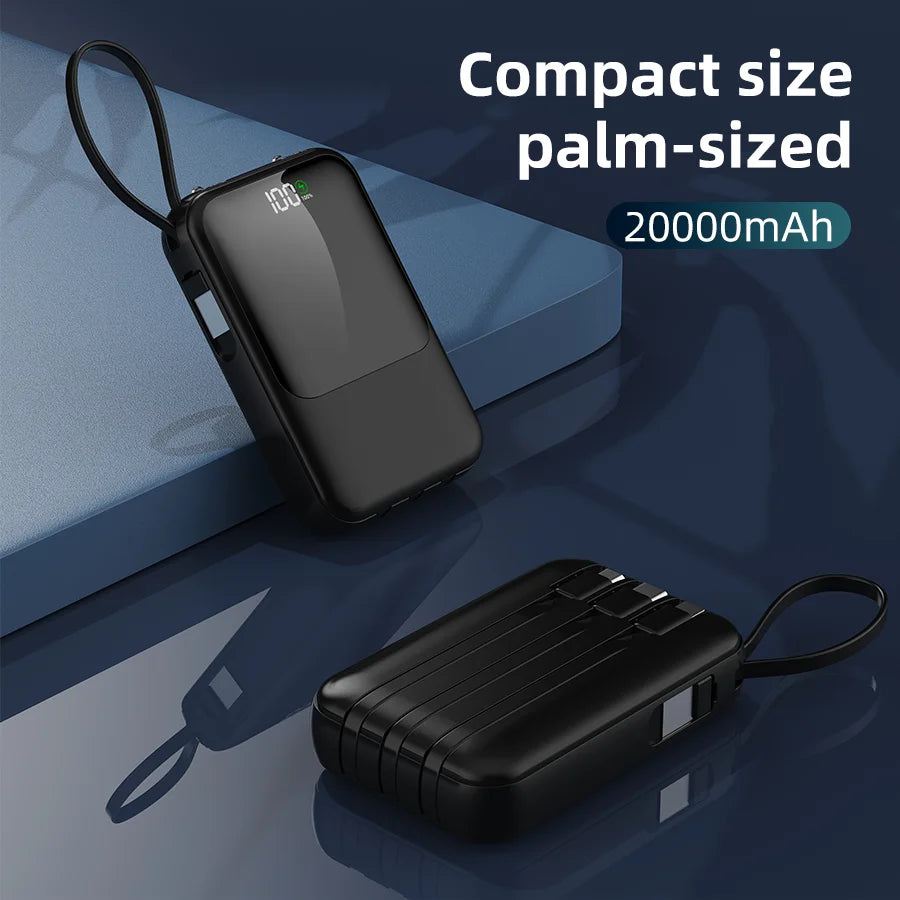 10000mAh Portable Power Bank for Universal Devices Super Fast Charging with Built-in Cable Large Capacity Power Bank for iPhone Samsung Huawei Xiaomi