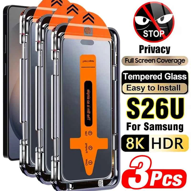 1/2/3Pack Easy Install Anti-spy Tempered Glass for Samsung Galaxy S26 Ultra Plus S 26 Anti-peep Privacy Screen Protectors Film
