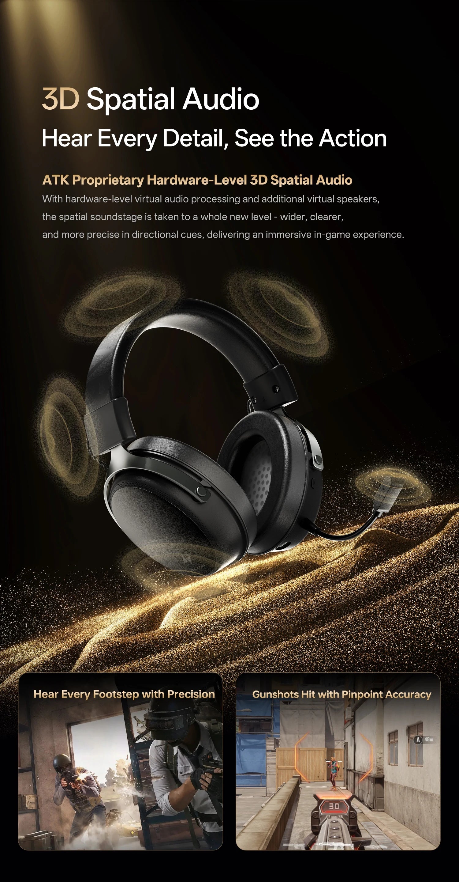ATK Neptune N9 eSports Gaming Wireless Headset Four Modes Head Mounted Noise Cancelling Microphone Low Latency Gaming Headphones