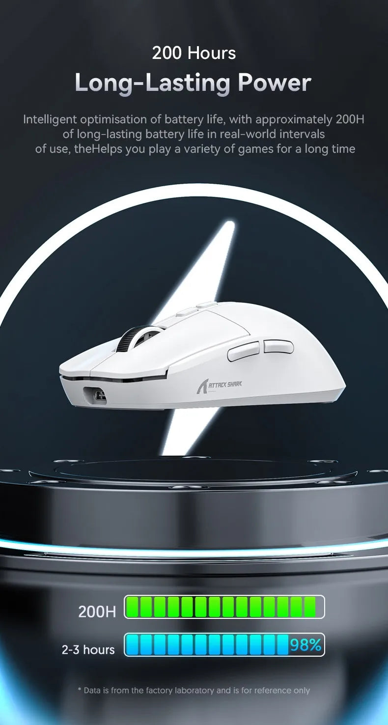 ATTACK SHARK X6 Wireless Macro Gaming Mouse PAW3395 26000 DPI Tri-Mode Wired/2.4G/BT5.2 Connection Magnetic Charging Base Mouse
