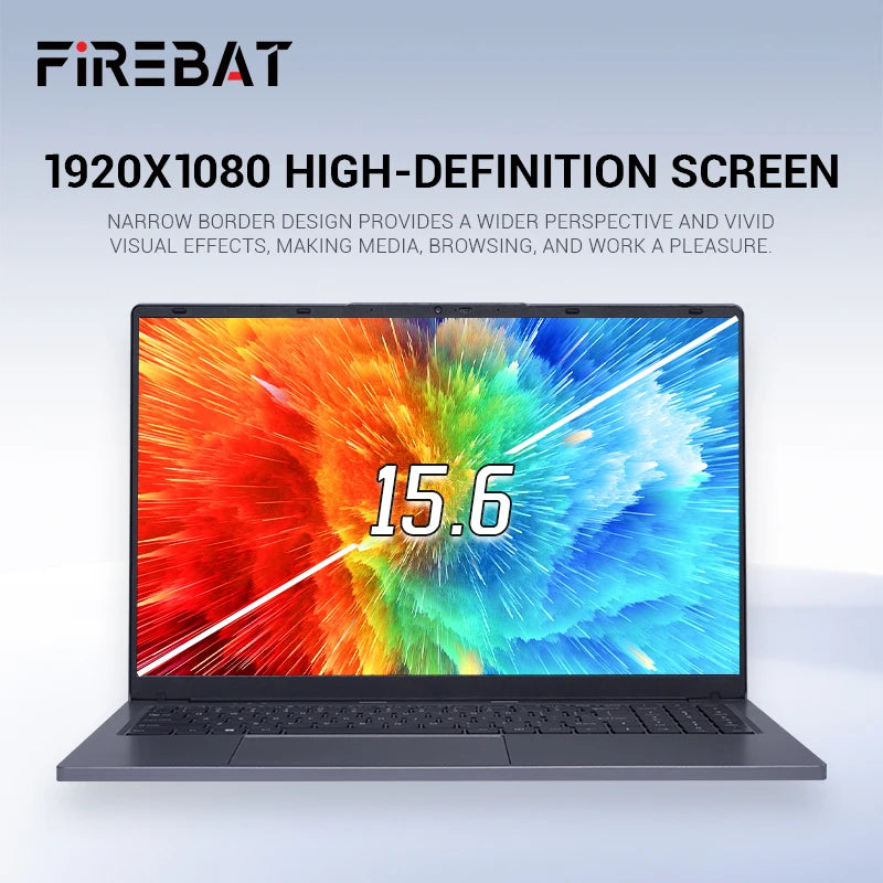 Firebat AT15 Laptop Intel N150 N100 CPU 15.6 Inch 16GB RAM SSD 512GB 1TB Lightweight Business Computer Notebook BT4.2 WiFi5 - WinSupport Tech