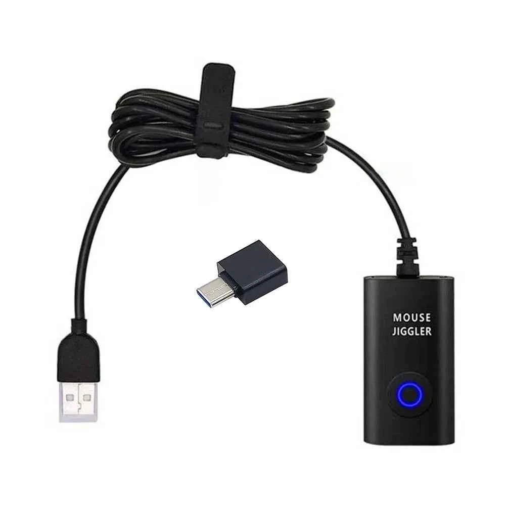 2 in 1 USB Type-C Mouse Jiggler Drive Free Automatic Computer Mouse Mover Jiggler Automatic Mouse Shaker Keeps Computer Awake