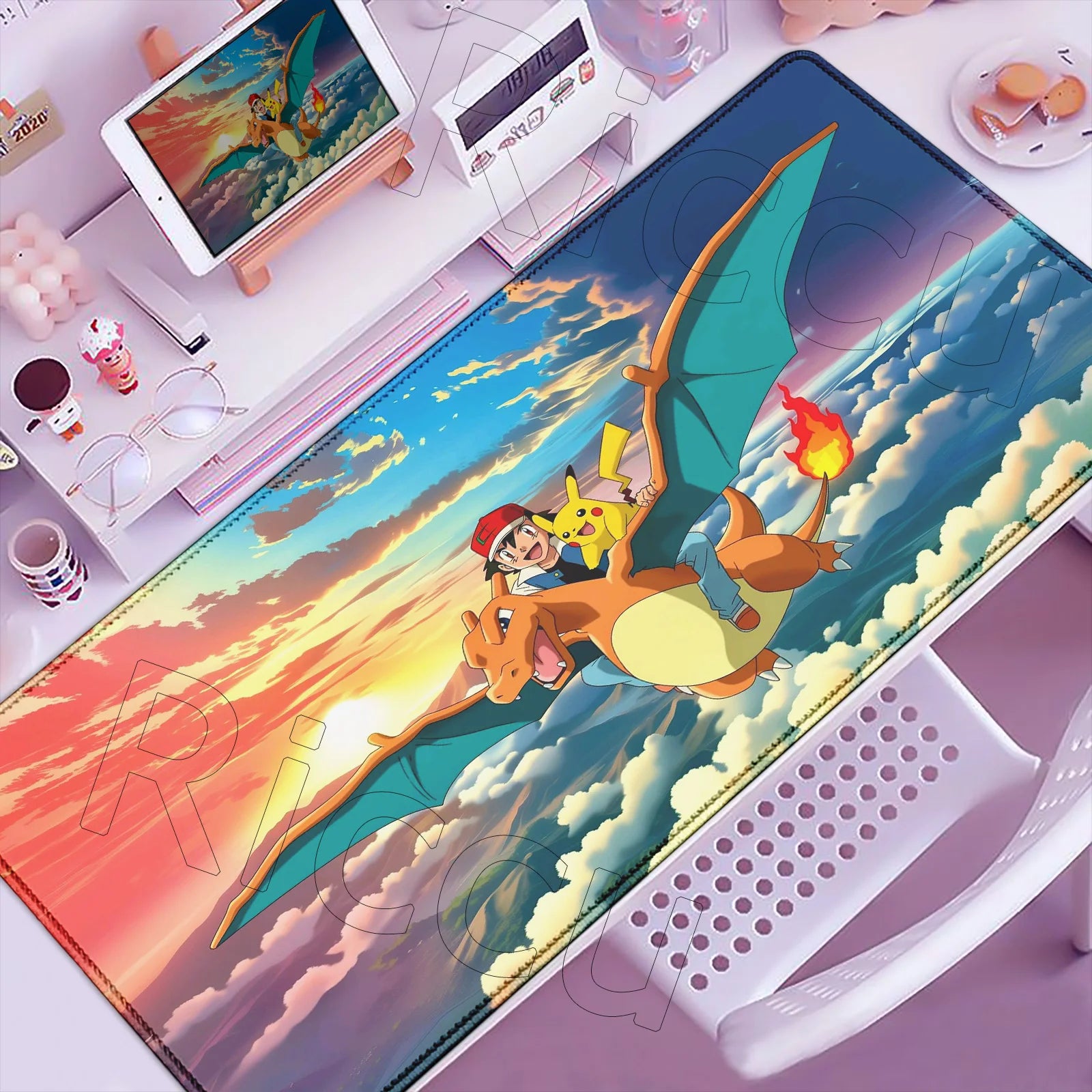 P-Pokemons Sylveon Eevee Mousepad Mouse Pad Large Gamer XXL Pc Keyboard Desk Mouse Mat Carpet Rubber Tapis Souris Gaming Notbook