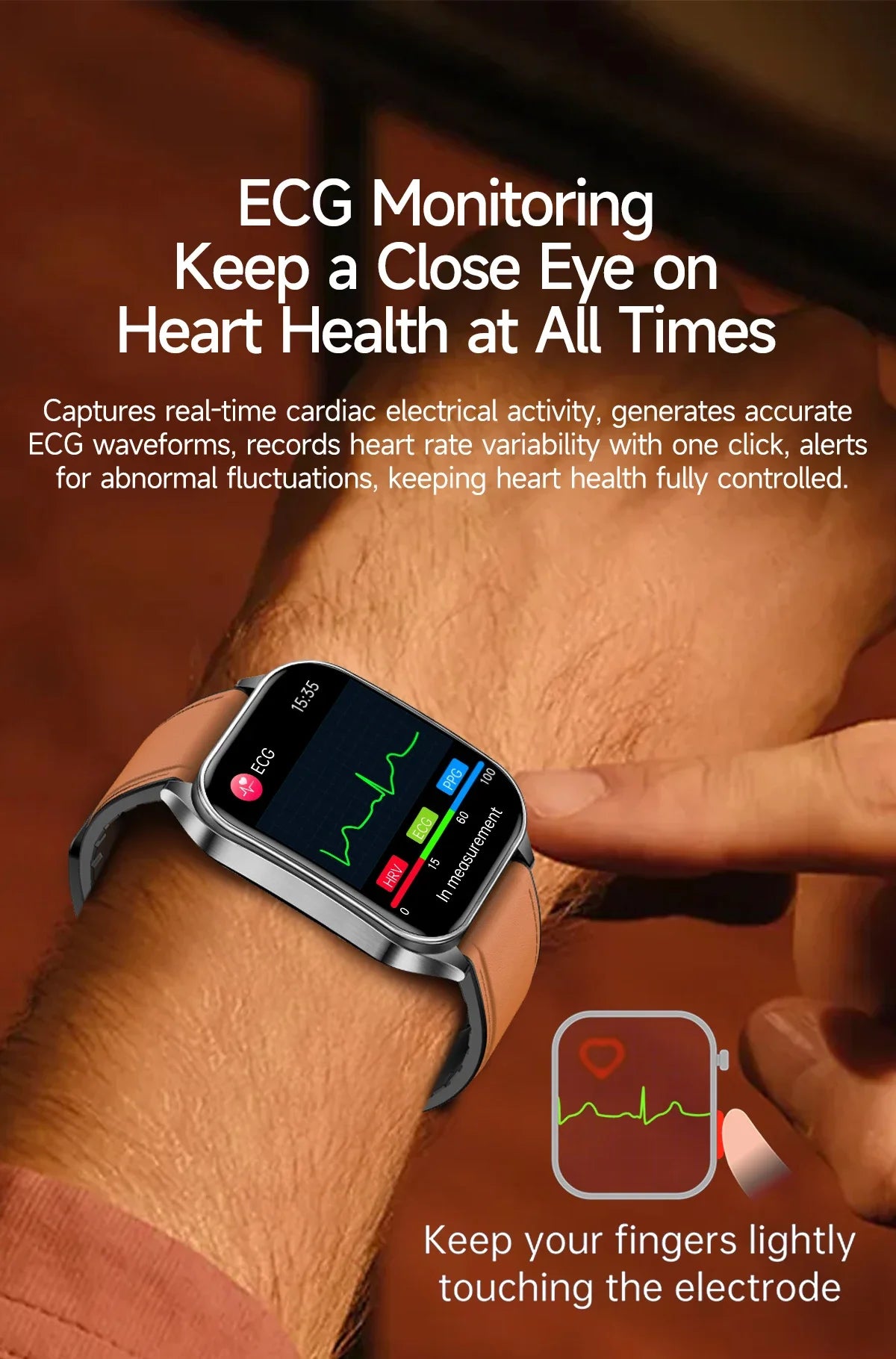New Laser Treatment Three High Smart Watch Men ECG Heart Rate Uric Acid Health Tracker 1.95 inches Sapphire Glass SmartBracelet