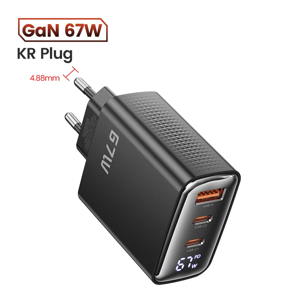 Toocki 67W GaN USB Type C Charger Digital Display 65W 45W PPS PD QC4.0 Quick Charge For Macbook Laptop IPAD Tablet iPhone 15 14
