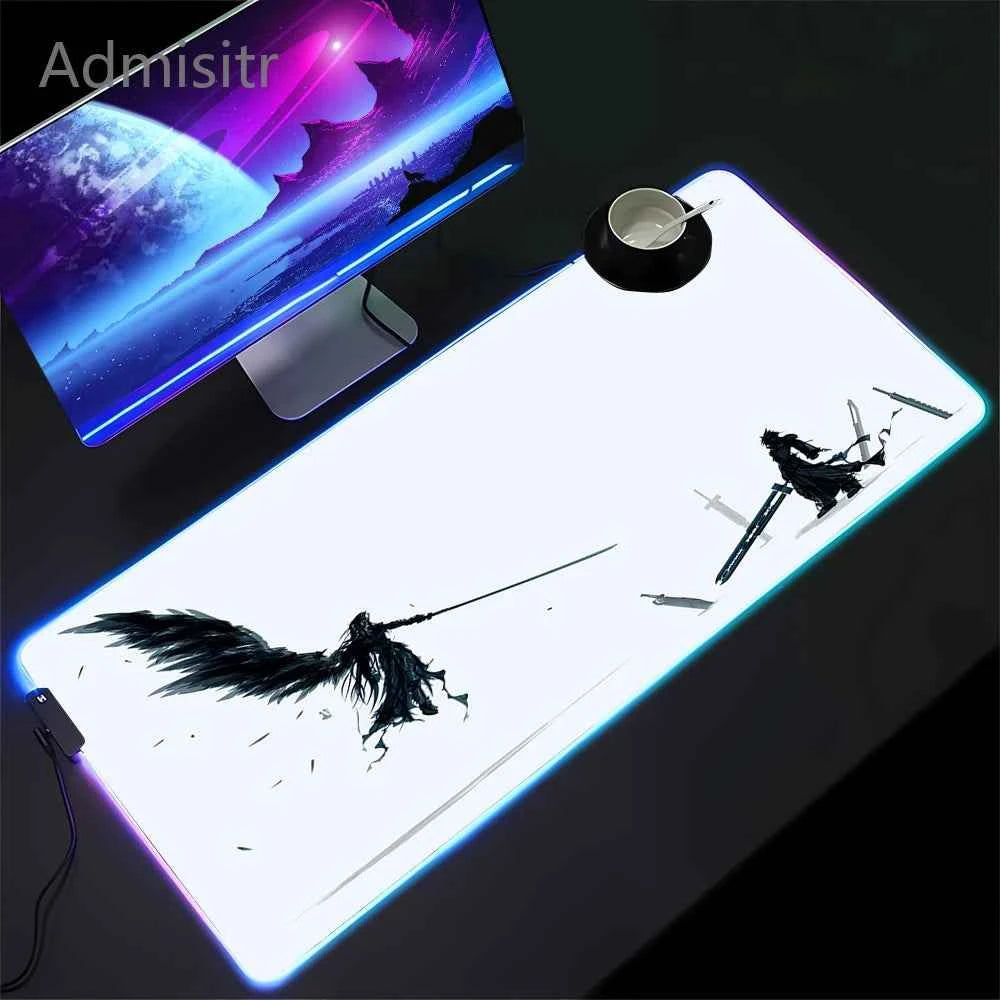 RGB Gaming Mousepad Space Mouse Mats LED Large Gamer Mousepads Keyboard Pads Luminous Desk Mat Final Fantasy Mouse Pad Backlit