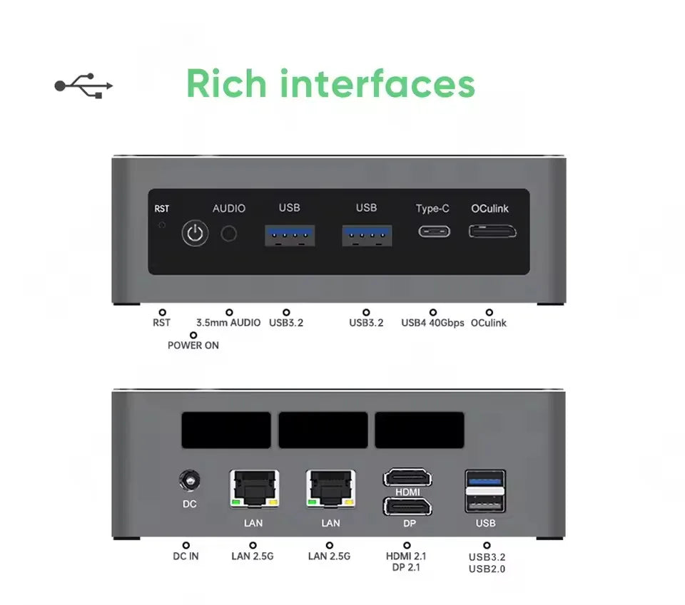 Topton Mini PC Gamer Oculink AMD Ryzen AI 9 HX 370 365 7 PRO 360 USB4 2x2.5G LAN 2xPCIe4 Desktop Gaming Computer Windows11 WiFi6 - WinSupport Tech