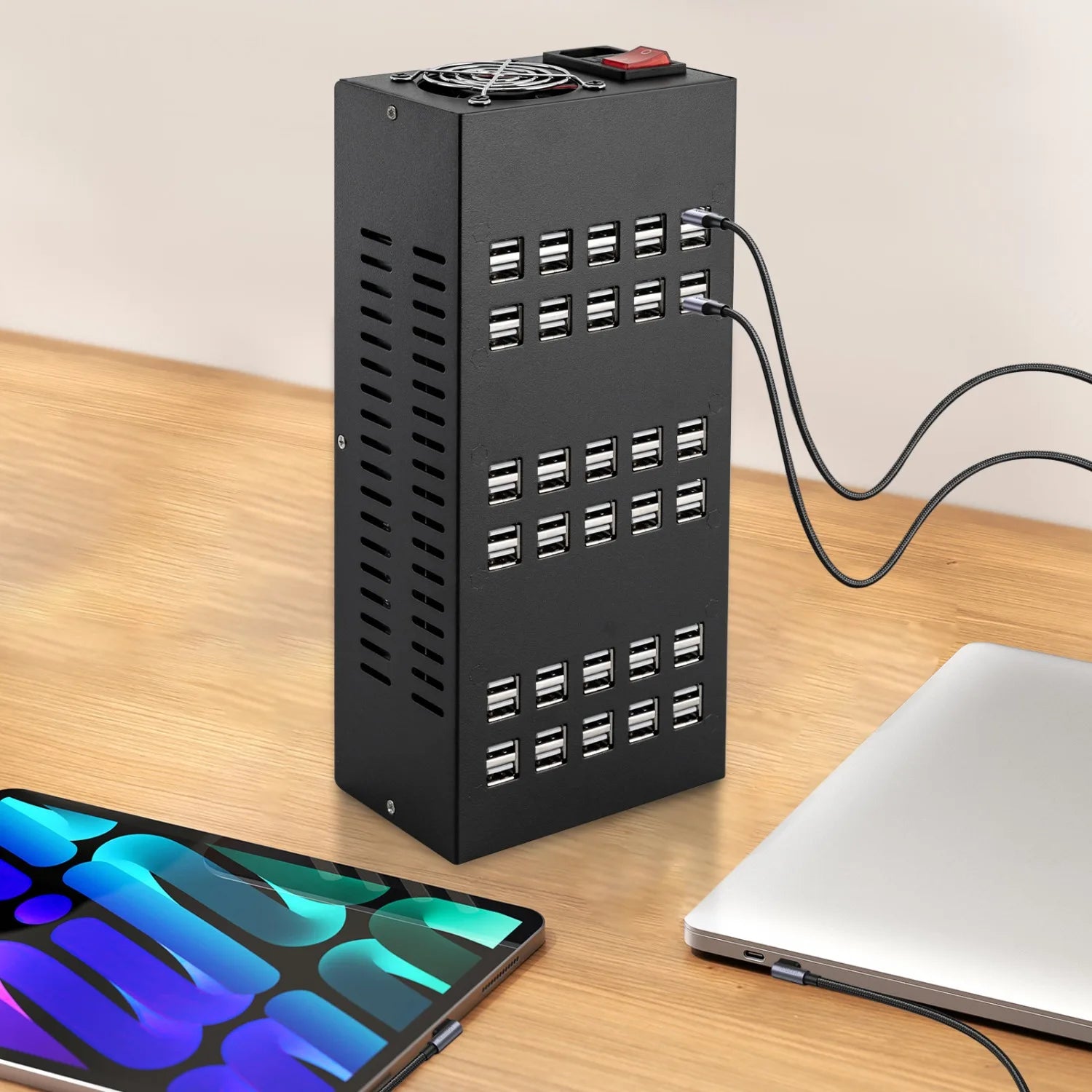 60 Ports USB Charging Station Hub Desktop Cell Phone Charger Organizer, 30 USB Interfaces, 400W
